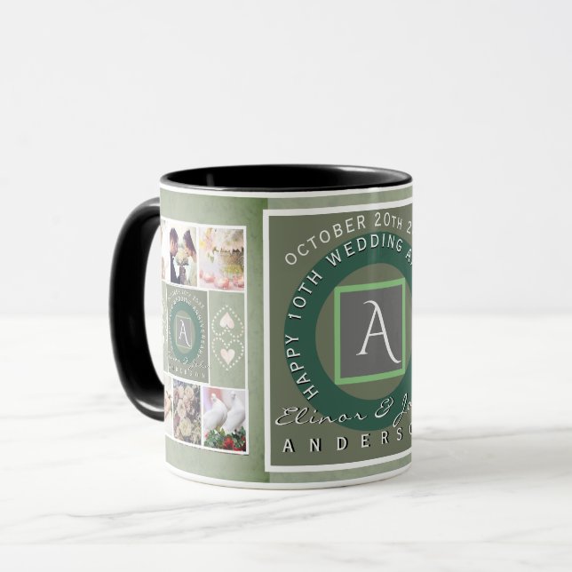 "Happy 10th Anniversary"6 photos Tin colour Mug (Front Left)