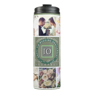 "Happy 10th Anniversary"6 photos Tin colour Thermal Tumbler
