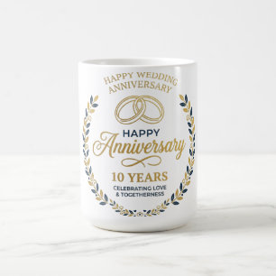 Happy 10th Anniversary Laurel Rings Coffee Mug