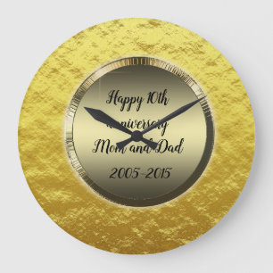 Happy 10th anniversary Mom and Dad Large Clock