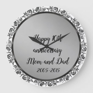 Happy 10th anniversary Mom and Dad Large Clock