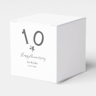 Happy 10th anniversary name date grey metal star b favor box