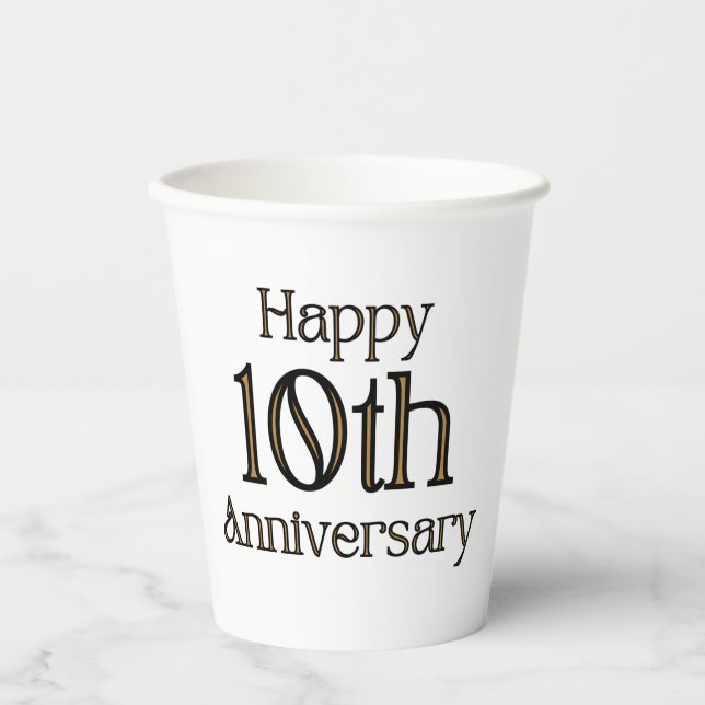 Happy 10th Anniversary Paper Cups (Front)