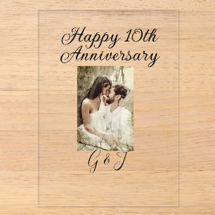 Happy 10th anniversary photo couple name letter acrylic invitations