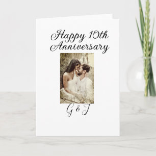 Happy 10th anniversary photo couple name letter card