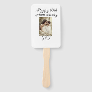 Happy 10th anniversary photo couple name letter hand fan