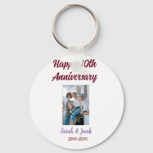 Happy 10th anniversary photo wedding couple name d keychain