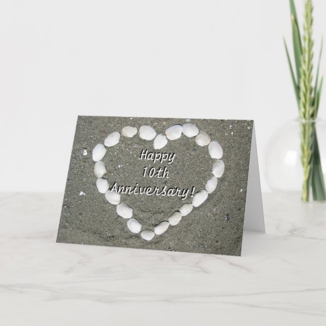 Happy 10th Anniversary Seashell heart card (Front)