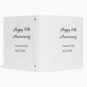 Happy 10th anniversary simple minimal wedding name binder