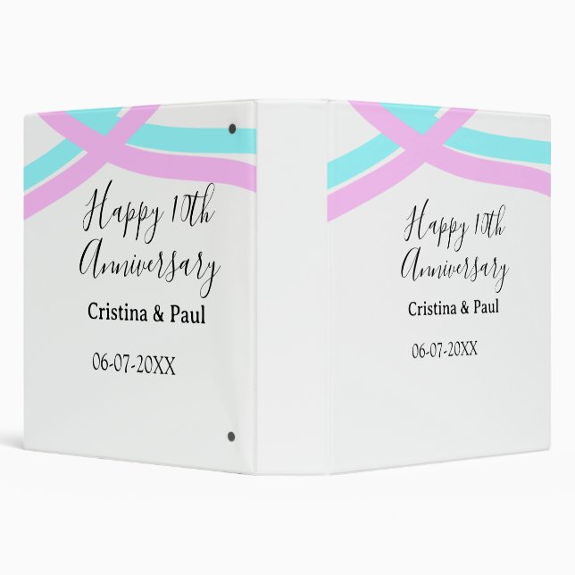 Happy 10th anniversary simple minimal wedding name binder (Background)