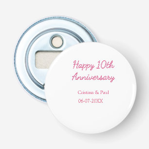 Happy 10th anniversary simple minimal wedding name bottle opener