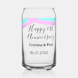 Happy 10th anniversary simple minimal wedding name can glass