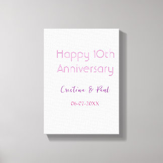 Happy 10th anniversary simple minimal wedding name canvas print