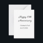 Happy 10th anniversary simple minimal wedding name card<br><div class="desc">design</div>