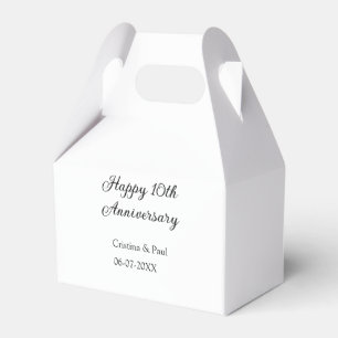 Happy 10th anniversary simple minimal wedding name favor box
