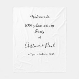 Happy 10th anniversary simple minimal wedding name fleece blanket