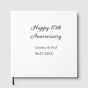 Happy 10th anniversary simple minimal wedding name guest book