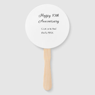Happy 10th anniversary simple minimal wedding name hand fan