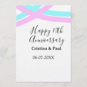 Happy 10th anniversary simple minimal wedding name invitation