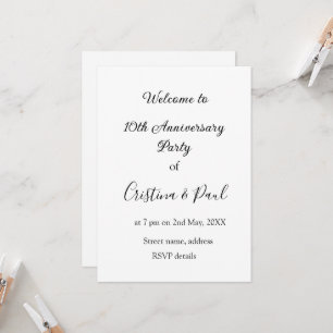 Happy 10th anniversary simple minimal wedding name invitation