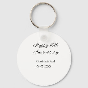 Happy 10th anniversary simple minimal wedding name keychain