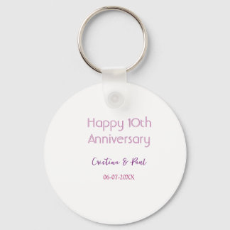 Happy 10th anniversary simple minimal wedding name keychain