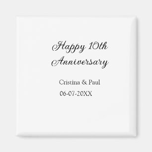Happy 10th anniversary simple minimal wedding name magnet