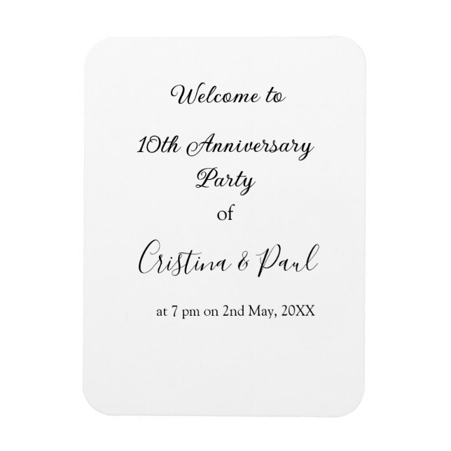 Happy 10th anniversary simple minimal wedding name magnet (Vertical)