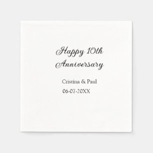 Happy 10th anniversary simple minimal wedding name napkin