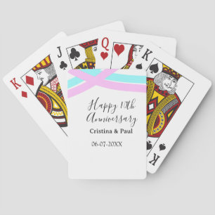 Happy 10th anniversary simple minimal wedding name playing cards