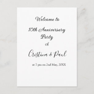 Happy 10th anniversary simple minimal wedding name postcard