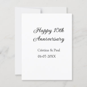 Happy 10th anniversary simple minimal wedding name postcard