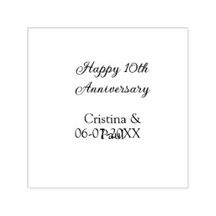 Happy 10th anniversary simple minimal wedding name self-inking stamp