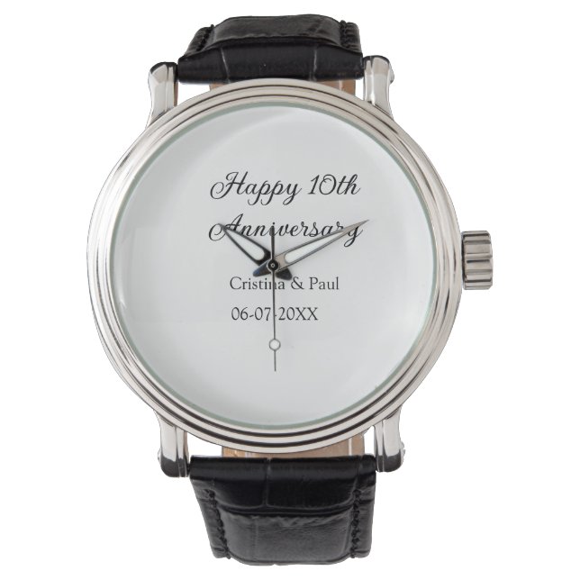Happy 10th anniversary simple minimal wedding name watch (Front)