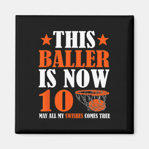 Happy 10th Birthday 10 Year Old Basketball 10th Bi Magnet