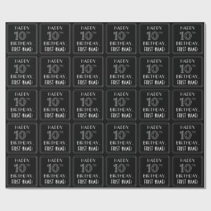 HAPPY 10TH BIRTHDAY; Art Deco Style w/ Custom Name Wrapping Paper