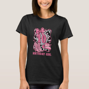 Happy 10th Birthday Girl Bow Rodeo Western Cowgirl T-Shirt