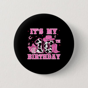 Happy 10th Birthday Girl Outfit Rodeo Western Cowg 2 Inch Round Button