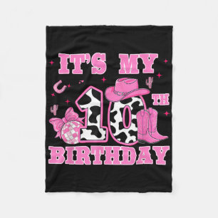 Happy 10th Birthday Girl Outfit Rodeo Western Cowg Fleece Blanket