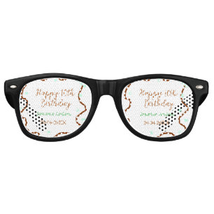 Happy 10th birthday green pastel brown border span retro sunglasses