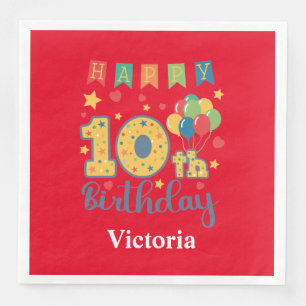 Happy 10th Birthday Paper Dinner Napkins