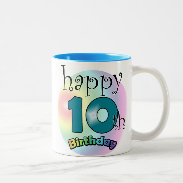 Happy 10th Birthday Two-Tone Coffee Mug (Right)
