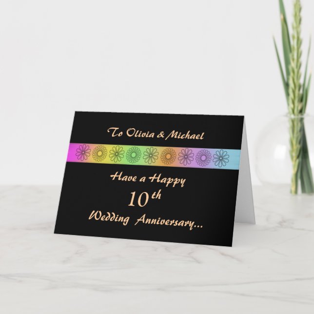 Happy 10th Customizable Anniversary Card (Front)
