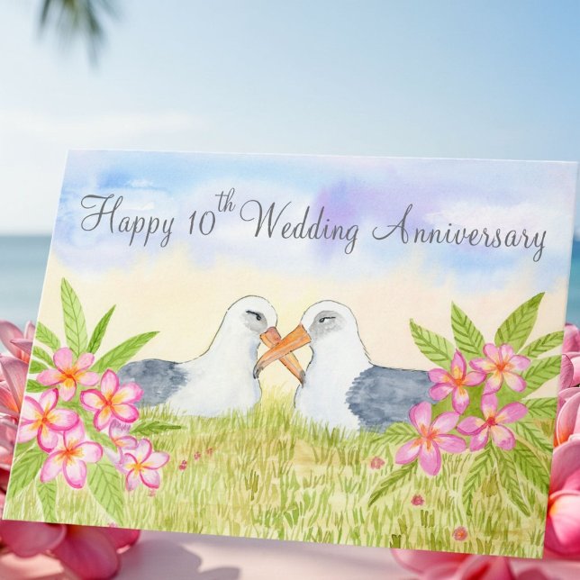 Happy 10th Wedding Anniversary Laysan Albatross Card (Creator Uploaded)