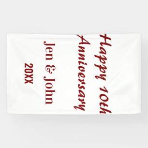 Happy 10th wedding anniversary mauve simple name  banner