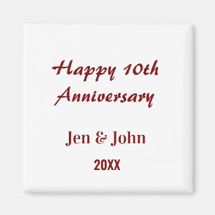 Happy 10th wedding anniversary mauve simple name magnet