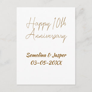 happy 10thanniversary gol name retro simple modern postcard