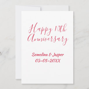 happy 10thanniversary red name retro simple modern invitation