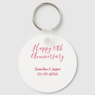 happy 10thanniversary red name retro simple modern keychain