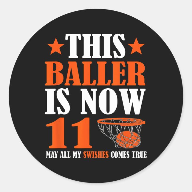 Happy 11th Birthday 11 Year Old Basketball 11th Bi Classic Round Sticker (Front)